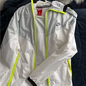 Nike White and Gray Jacket with Neon Highlights
